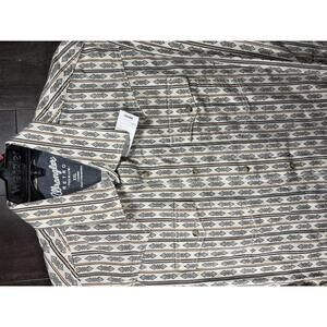 Wrangler Retro Western Shirt Mens XXL NWT Tan Aztec Stripe Pearl Snap Cowboy